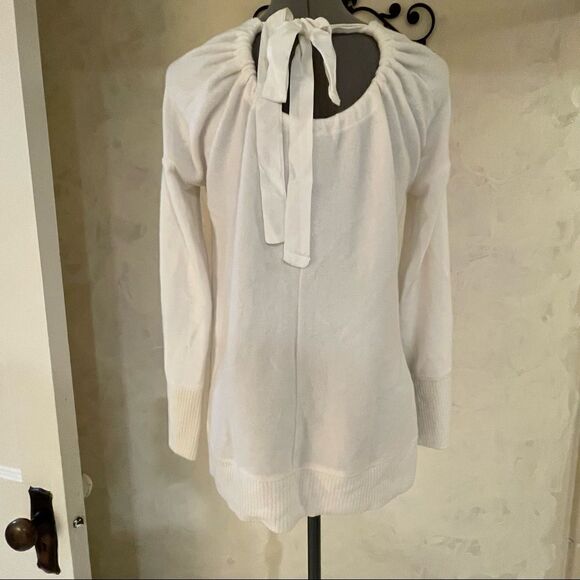 Anthropologie Saturday Sunday white top with ribbon and keyhole at nape size XS - Picture 2 of 8